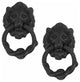 2 Piece Black Lion Front Door Knocker Cast Iron Rustproof Finish 6"