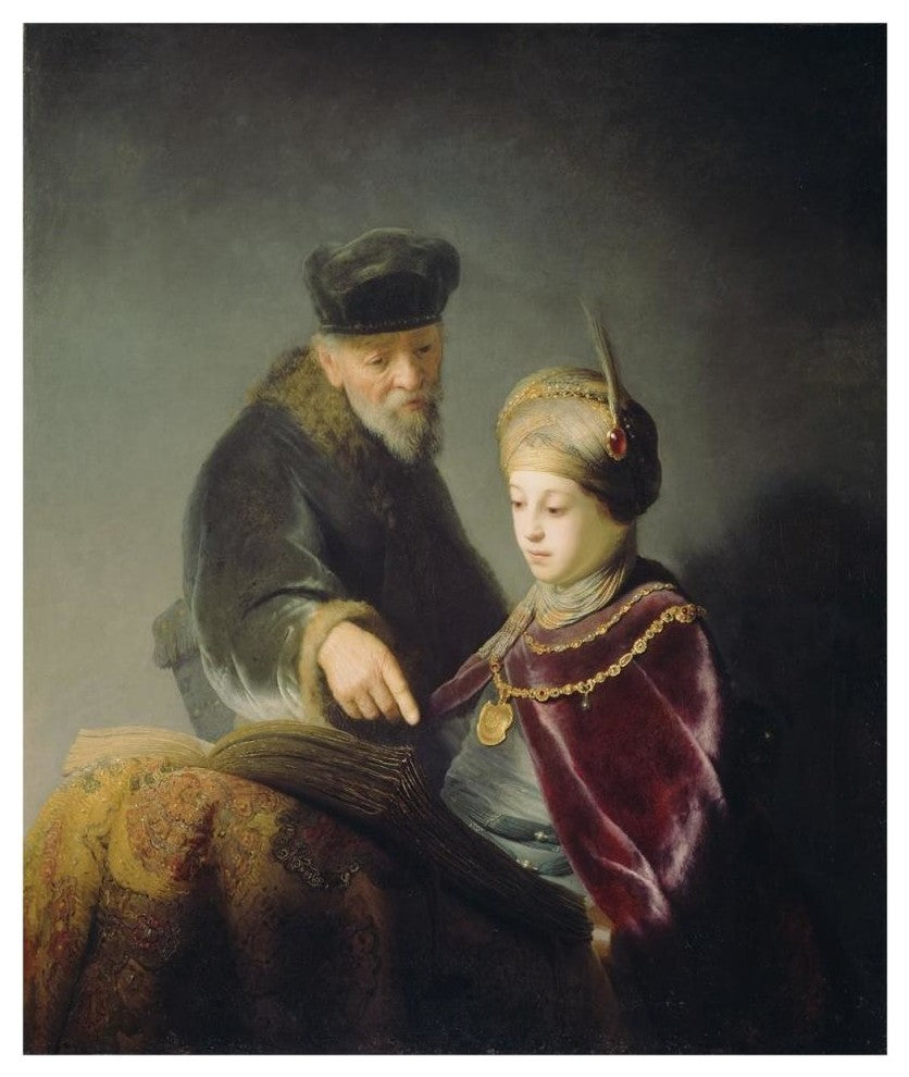 "A Young Scholar and his Tutor" Paper Art, 39"x46"