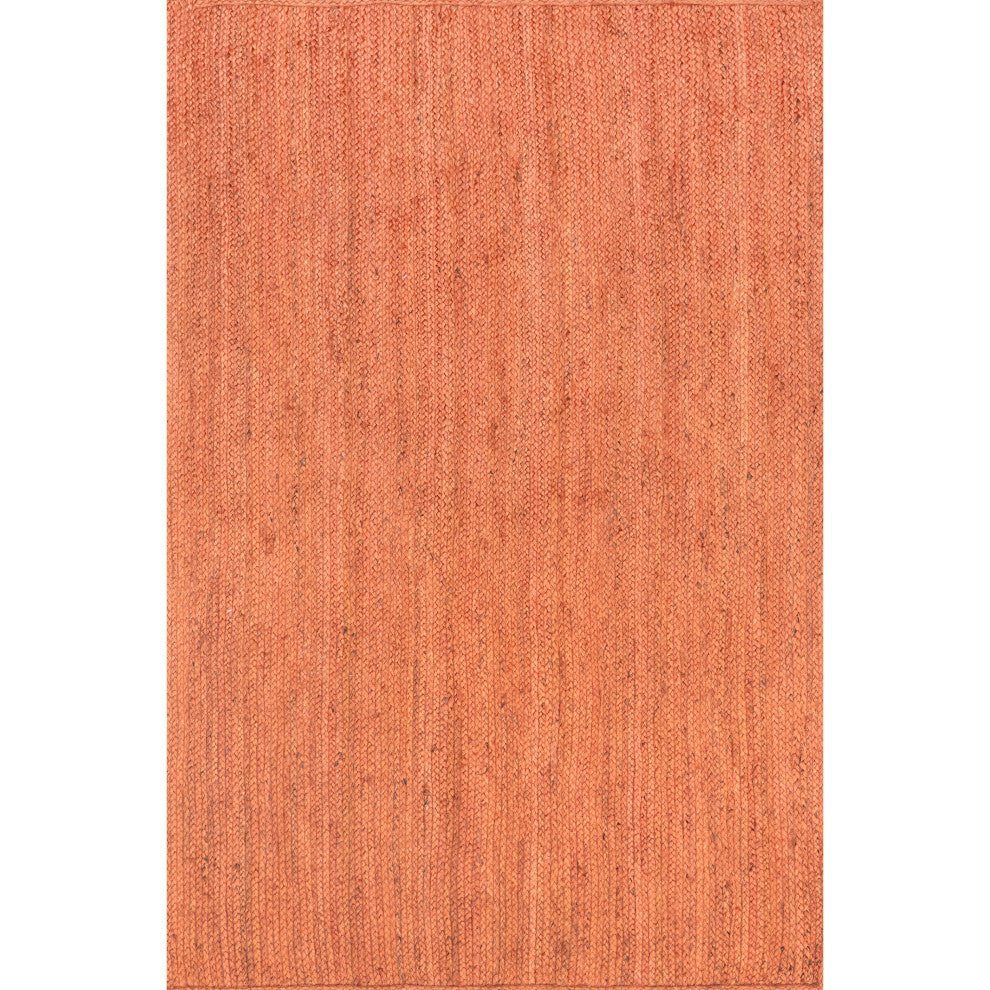 Nuloom Rigo Hand Woven Farmhouse Jute Rug, Rust 6' x 9'