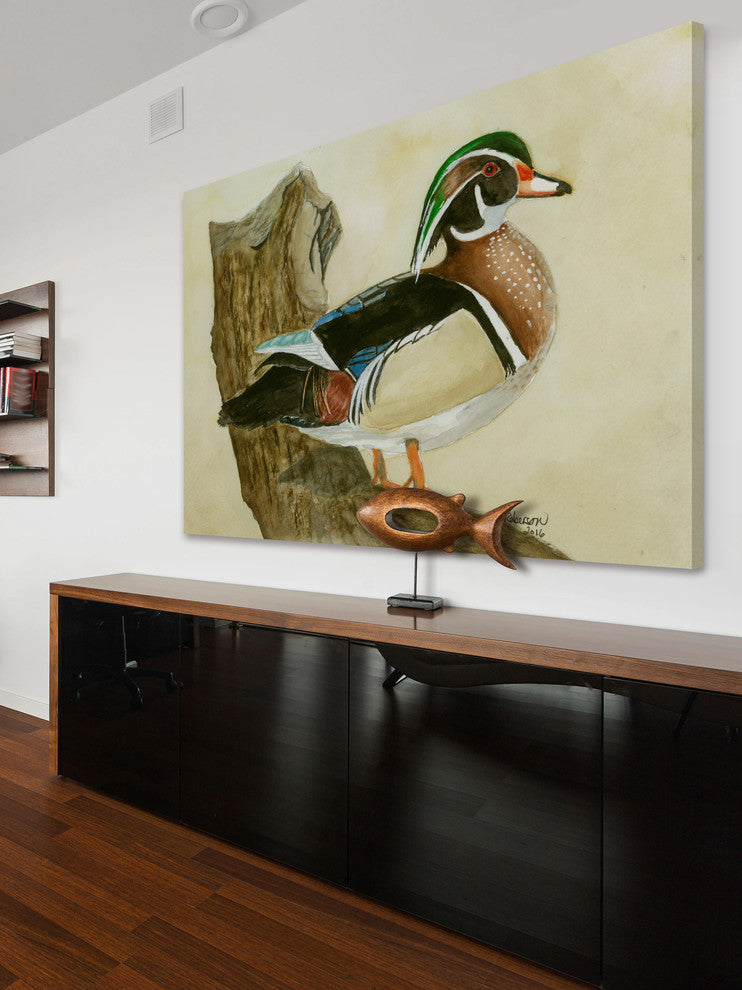 "Woodduck" Painting Print on Wrapped Canvas, 60"x40"