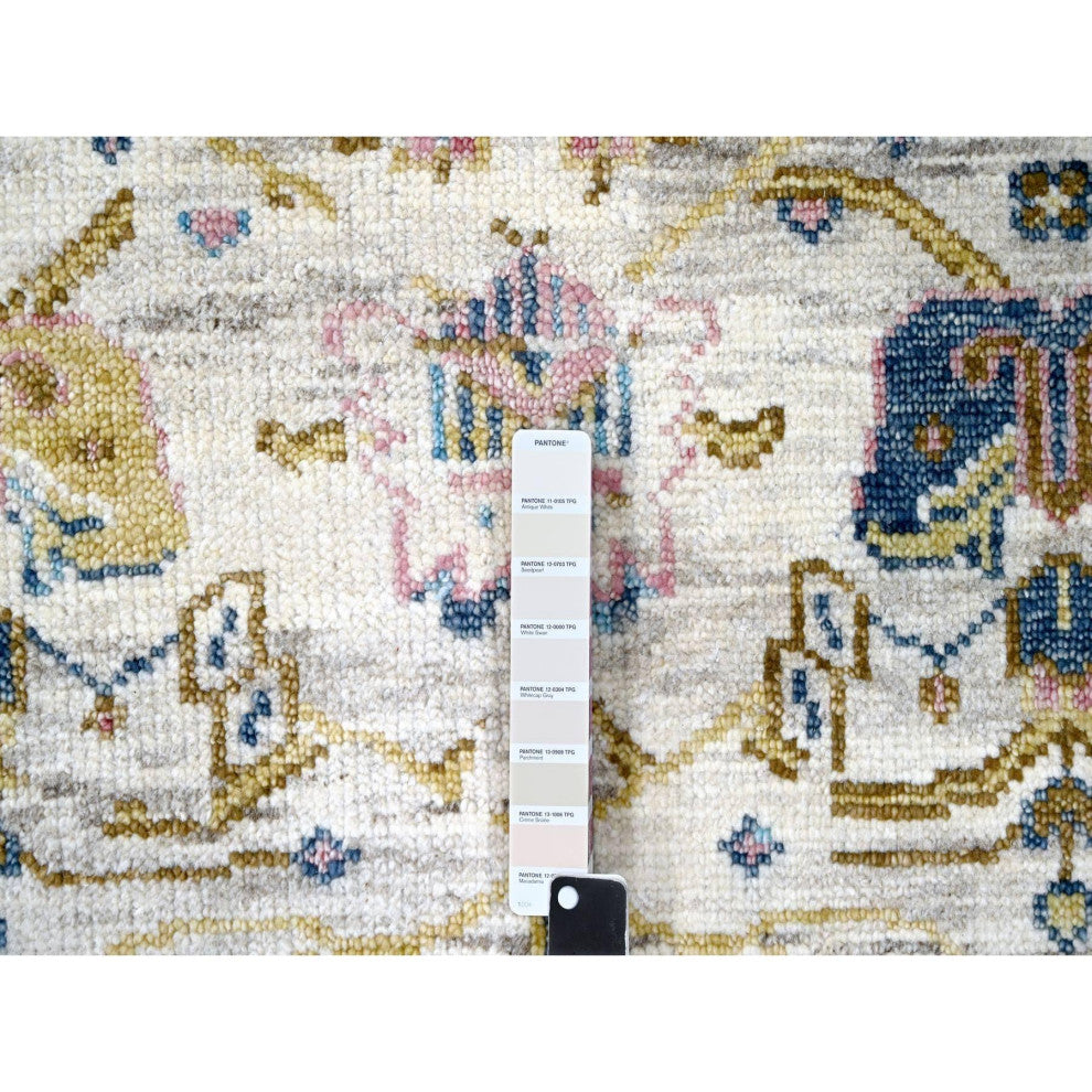 Ivory Oushak Supple Mahal Design Hand Knotted Oversize Oriental Rug  12'x17'9"