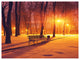 Benches Covered in Winter Snow, Landscape Canvas Art Print, 40"x30"