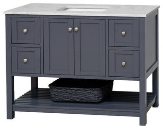 Kitchen Bath Collection Lakeshore 48" Vanity, Marine Gray, Engineered Carrara