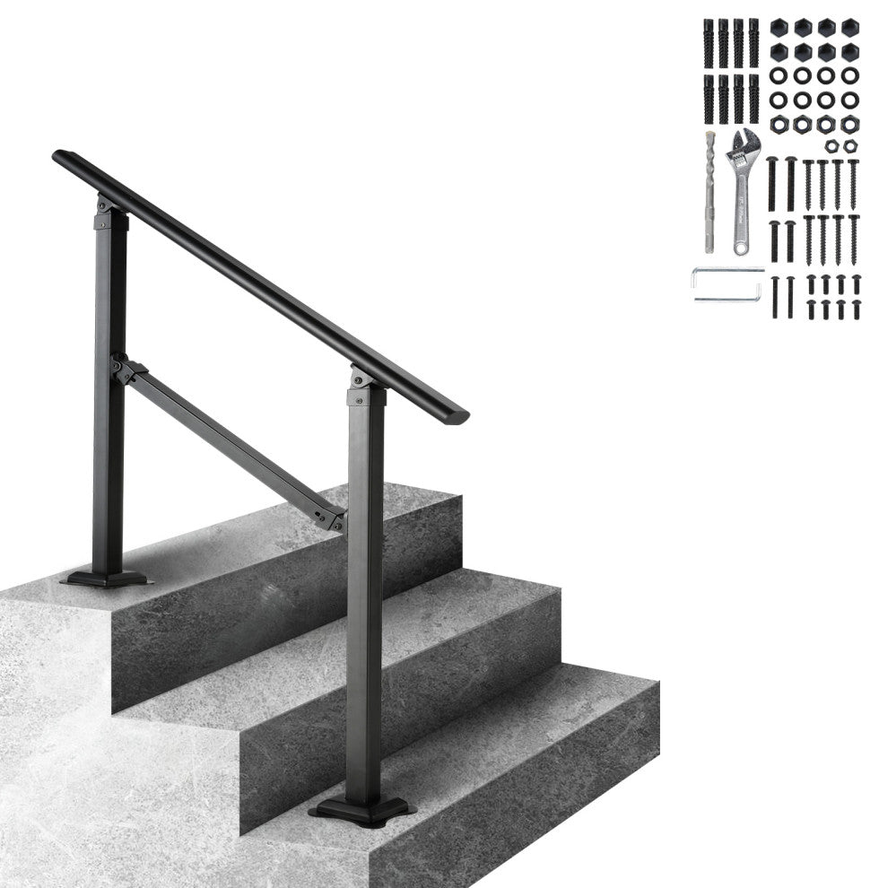 VEVOR Stair Handrail Railing 3 ft 3 Steps w/ Installation Kit Carbon S