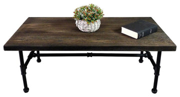 Corvallis Industrial Chic Coffee Table, Black Steel/Dark Wood