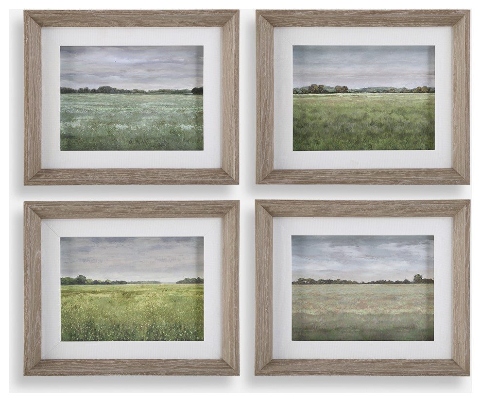 Uttermost - 32317 - Framed Prints, S/4 - Quiet Meadows - Light Wood