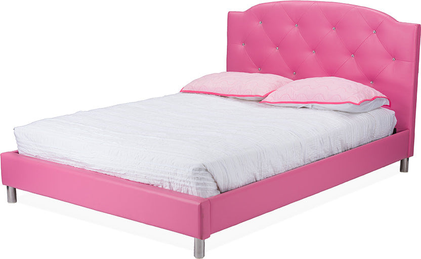 Canterbury Leather Contemporary Bed, White, Full