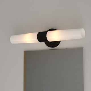 Elliot 2 Light Black Bathroom Vanity Wall Sconce Fixture White Glass