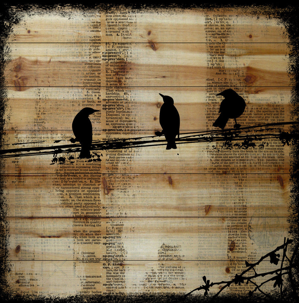 Marmont Hill, "Winged Gossip" by Vicki Butler Print, Natural Pine Wood