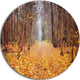 Yellow Fallen Leaves In Morning, Landscape Photo Round Wall Art, 11"