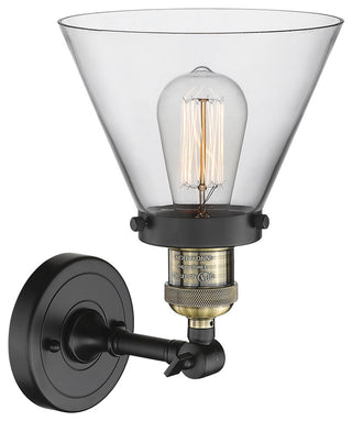 Large Cone 1-Light LED Sconce, Black Antique Brass, Glass: Clear