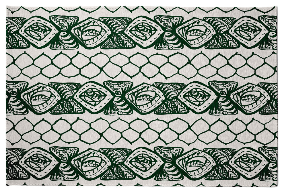 Honeycomb Stripes Rug, Green, 5'x7'