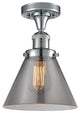 1-Light Large Cone 8" Semi-Flush Mount, Polished Chrome, Glass: Smoked