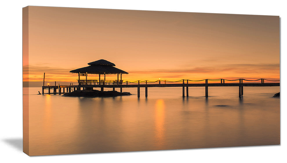 "Wonderful Wooden Pier And Hut Phuket" Sea Pier and Bridge Wall Art, 32"x16"