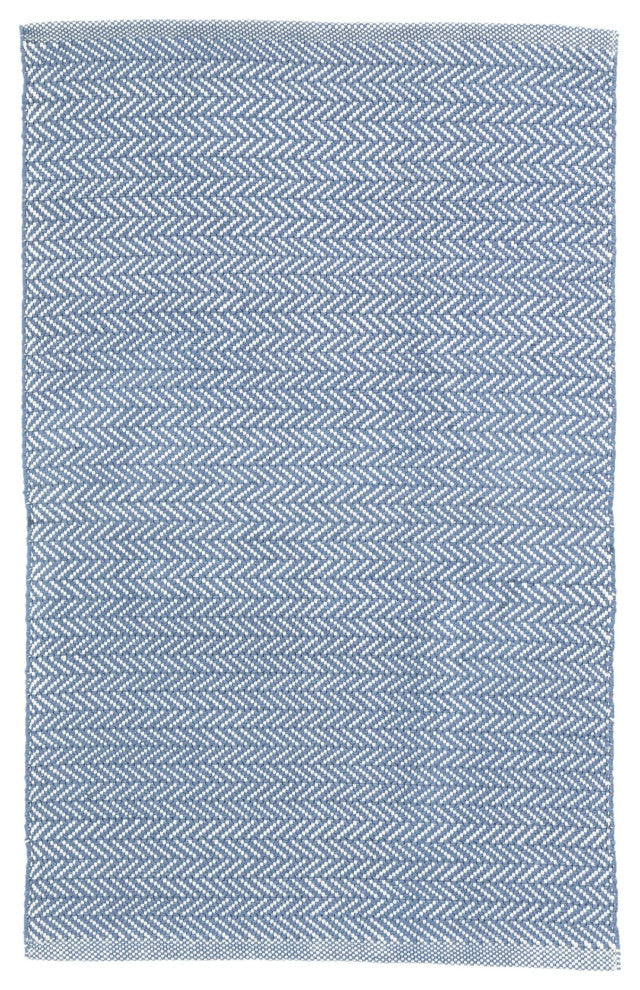 Dash & Albert Herringbone Denim/Ivory Indoor/Outdoor Rug, Blue, 2' x 3'