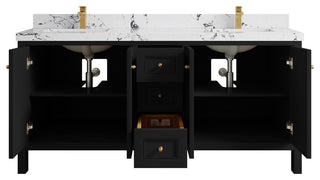 Nashville 72" Double Sink Bath Vanity, Black 2" Viola Night