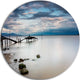 Magic Sunrise With Old Wooden Pier, Seascape Circle Metal Wall Art, 23"