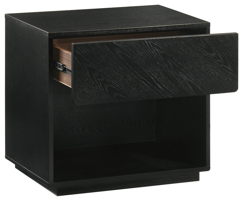 Petra 1 Drawer Wood Nightstand, Black Finish