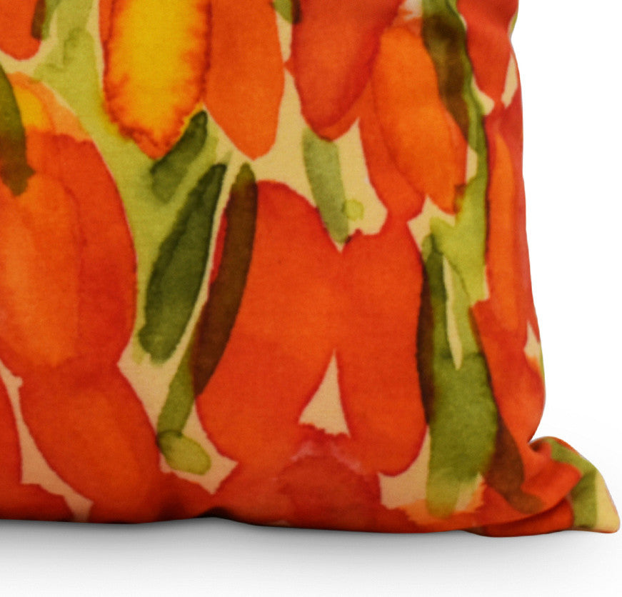Sunset Tulip Garden Decorative Floral Throw Pillow, Orange, 26"