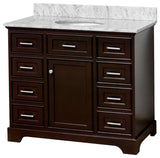 Aria 42" Bathroom Vanity, Chocolate, Carrara Marble