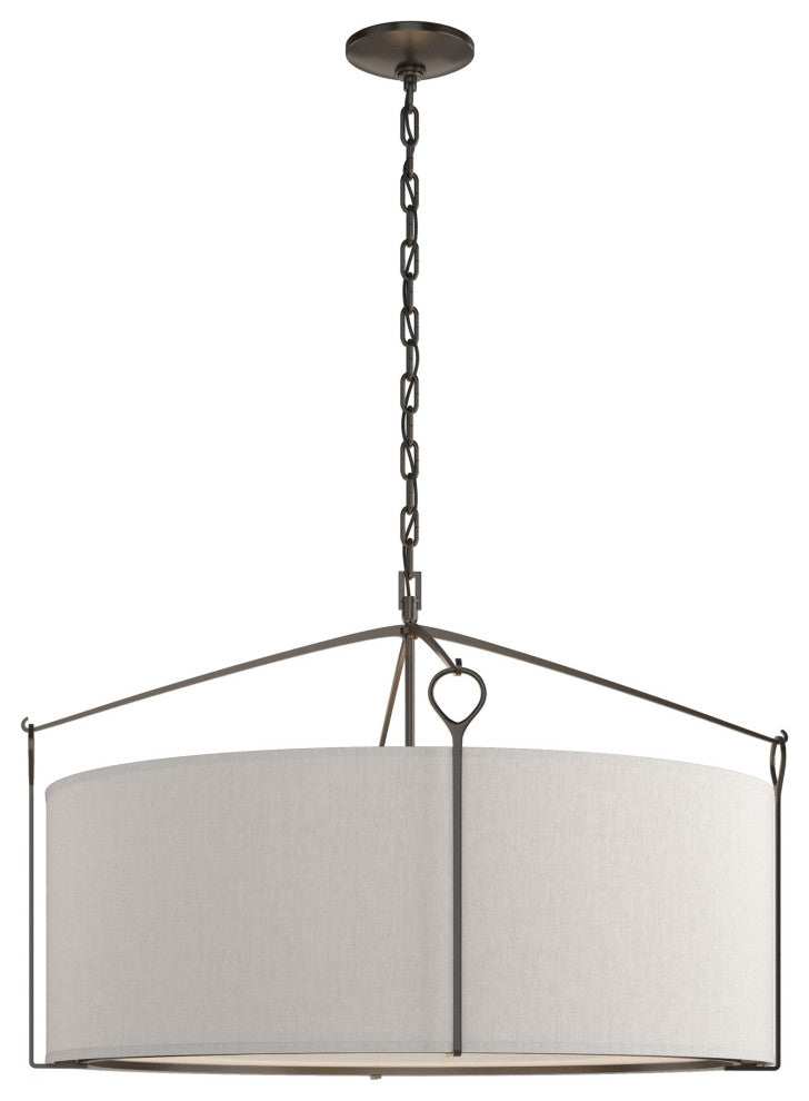 Bow Large Pendant, Oil Rubbed Bronze, Flax Shade