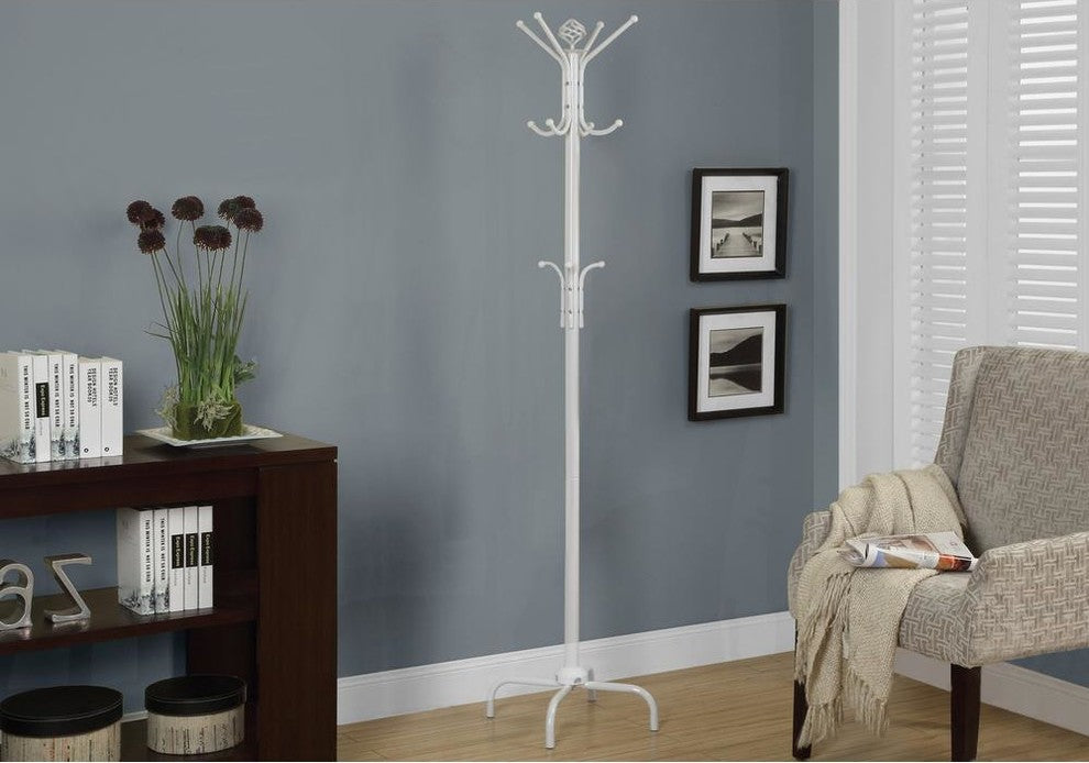 Coat Rack, 70" White Metal