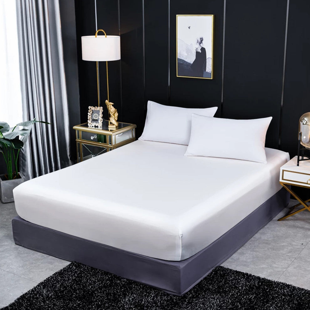 Organic Cotton Fitted Sheet, White, King, 78"x80"
