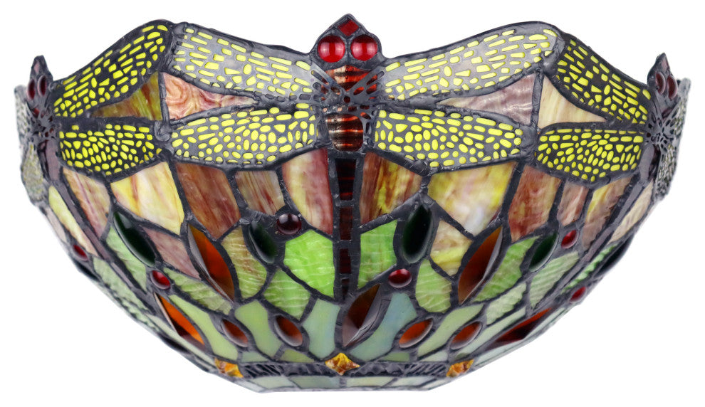 Empress Dragonfly Tiffany-Style 1 Light Wall Sconce 12" Wide
