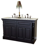 Parme 55" Double Vanity, Dark Mahogany With Marble Vanity Top, White