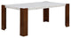 Rectangular Dining Table With Engineering Stone Tabletop, Brown