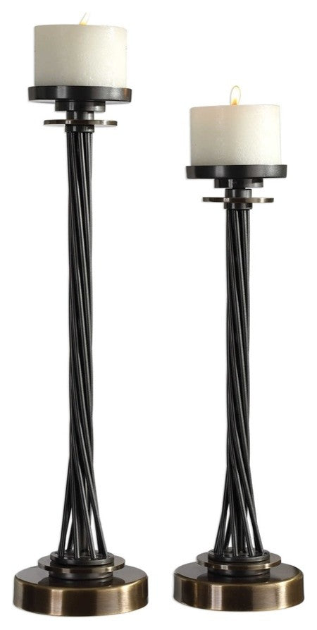 Uttermost Kendra Twisted Black Candleholders, Set of 2