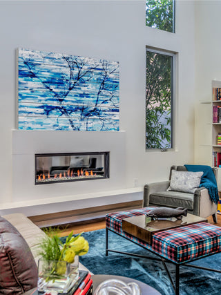 "Blue Snow Storm" Print on White Wood, 45"x30"