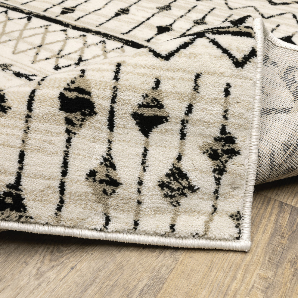 Garson Tribal Distressed Area Rug, Ivory, 7'10"x10'