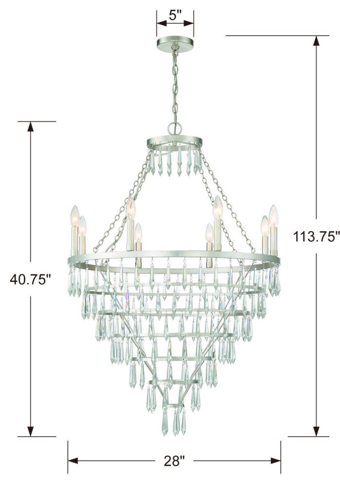 Crystorama Lighting Group LUC-A9068 Lucille 8 Light 28"W Crystal - Antique