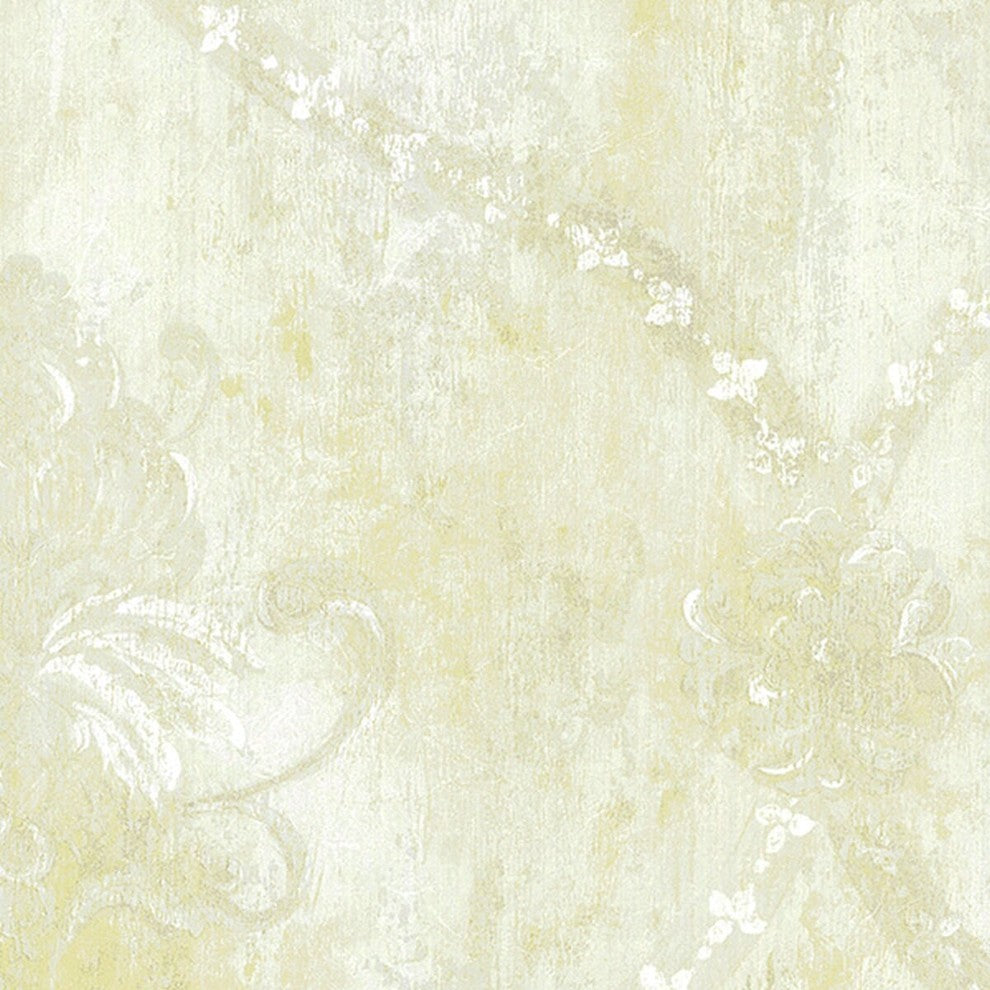 Classic Silks 2, Damask Stripes Silk Emboss White Wallpaper Roll