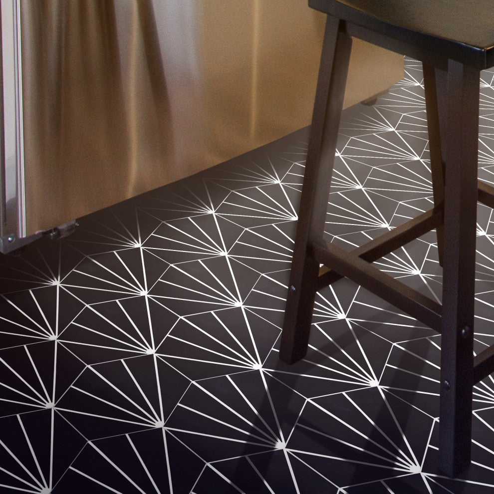 Menara Handmade Cement Tile, Black/White, Sample