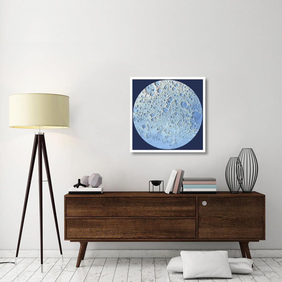 "Unmarked Decorative Topographic Map of the Moon, North Pole" Paper Art, 32"x32"