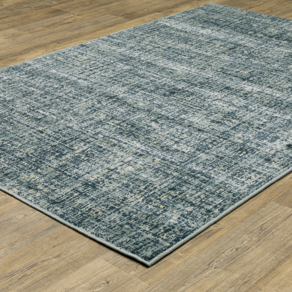 Bastian Etched Striped Teal/ Grey Indoor Area Rug, Blue, 5'3"x7'3"