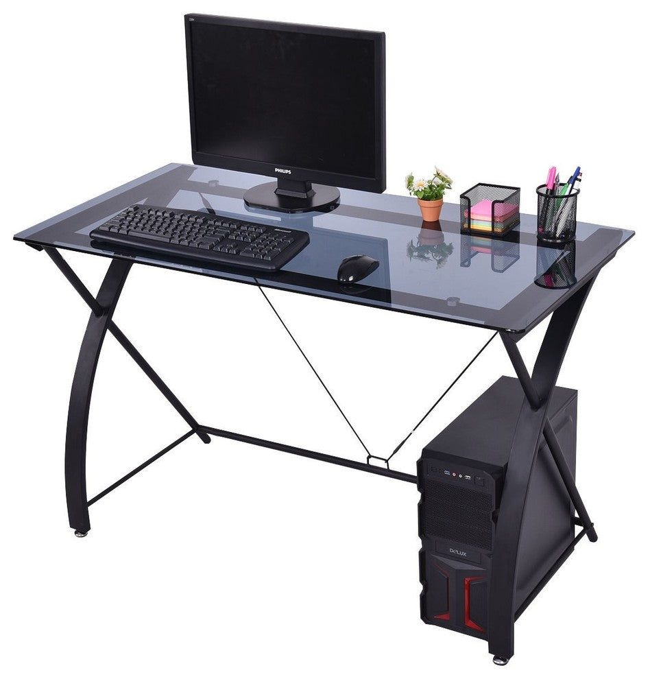 Modern Tempered Glass PC Laptop Computer Desk