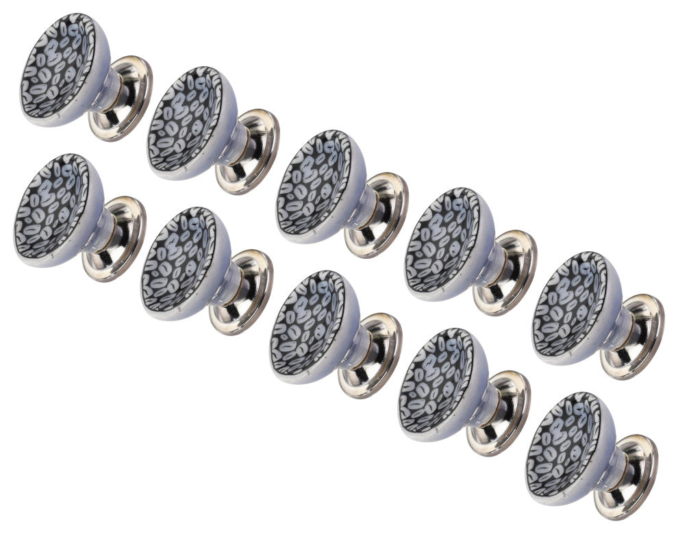Mascot Hardware Blue Ceramic Knob with Black Swirl Design - Pack of 10