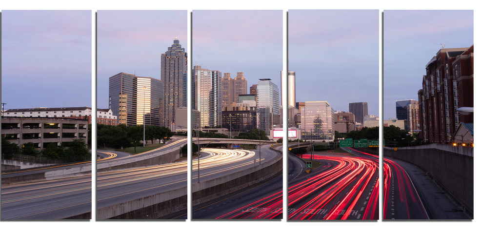 "Atlanta Georgia Rush Hour Traffic at Dusk" Wall Art, 60"x28", 5Panel
