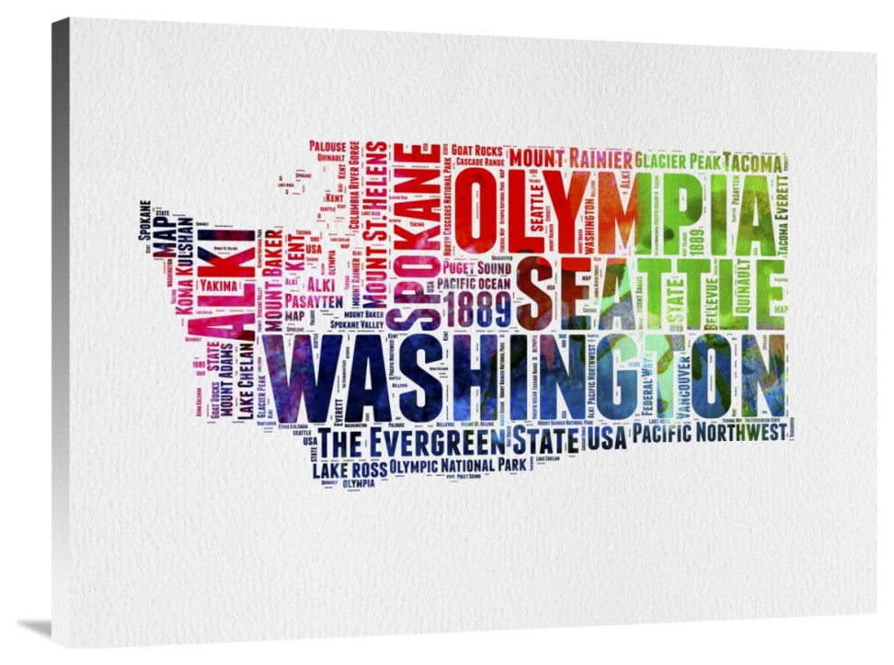 "Washington Watercolor Word Cloud" Fine Art Print