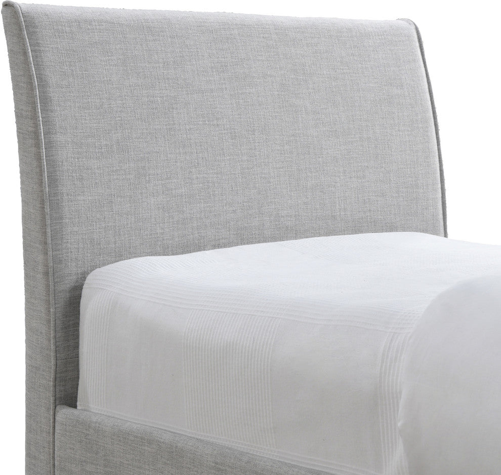 Myles Upholstered Trundle Bed, Gray, Twin, Linen Textured Fabric