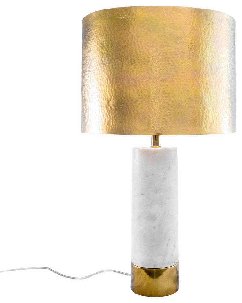 Nuloom Alexa Marble and Iron Aluminium Shade Table Lamp, 23"