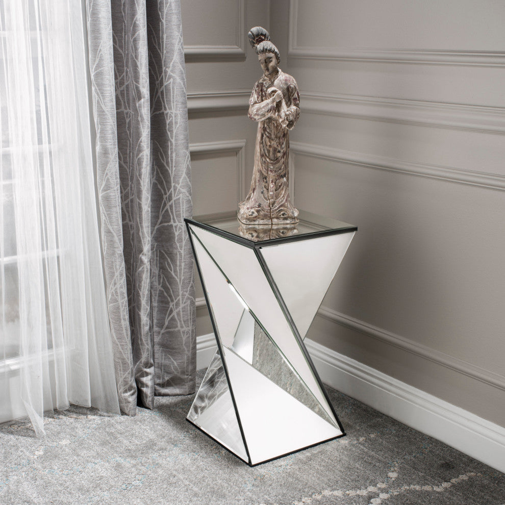 GDF Studio Amler Geometrical Mirrored Side Table