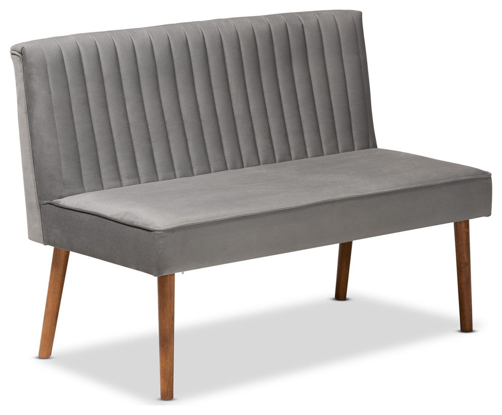 Venera Mid-Century Modern Dining Collection, Gray/Walnut Brown, 2-Piece Set