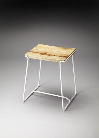 Butler Parrish Wood and Metal Stool , White
