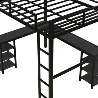 Gewnee Full Metal Loft Bed with Desk and Shelves