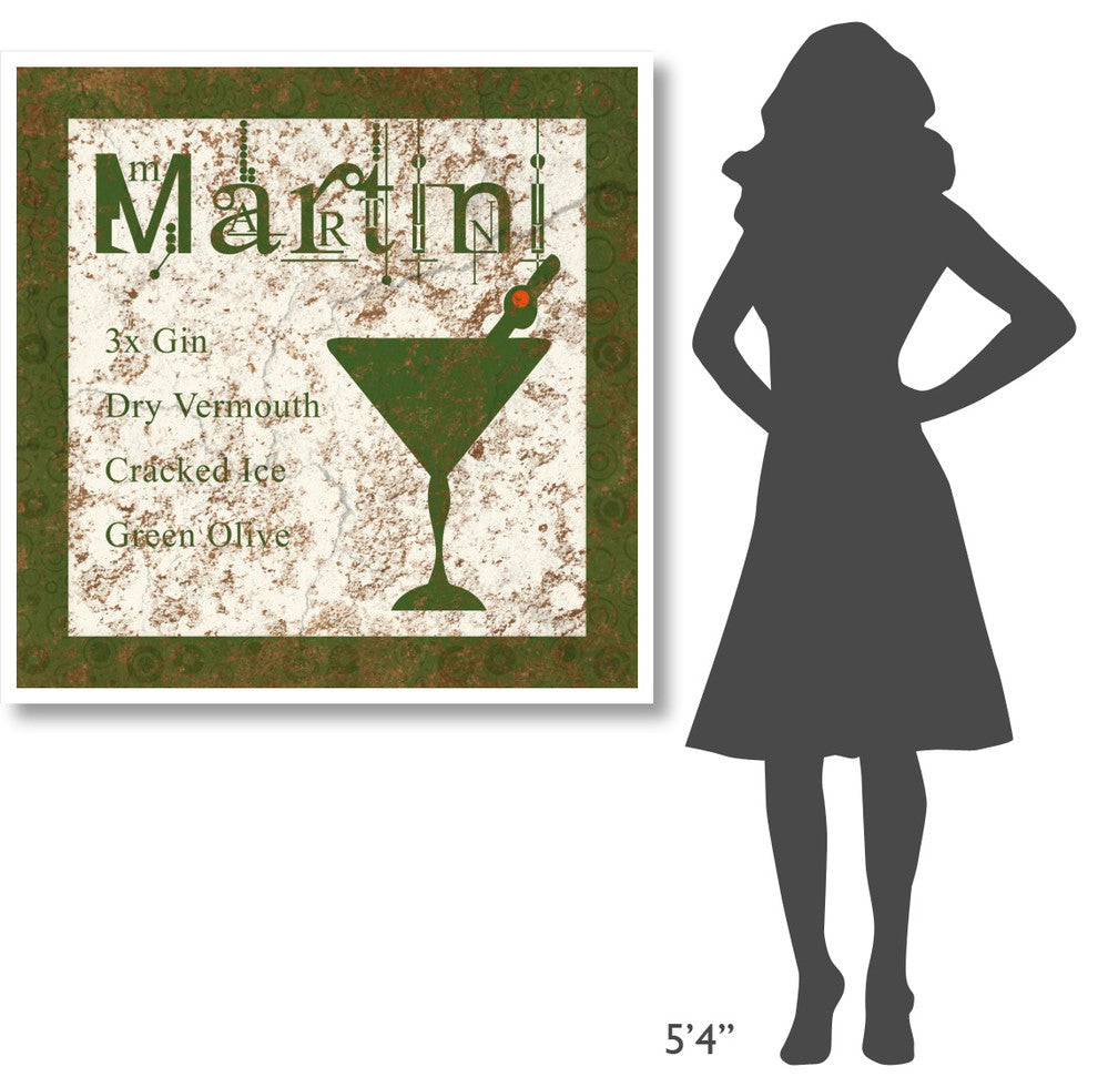 "Cocktail Recipes - Martini" Digital Paper Print by BG.Studio, 42"x42"