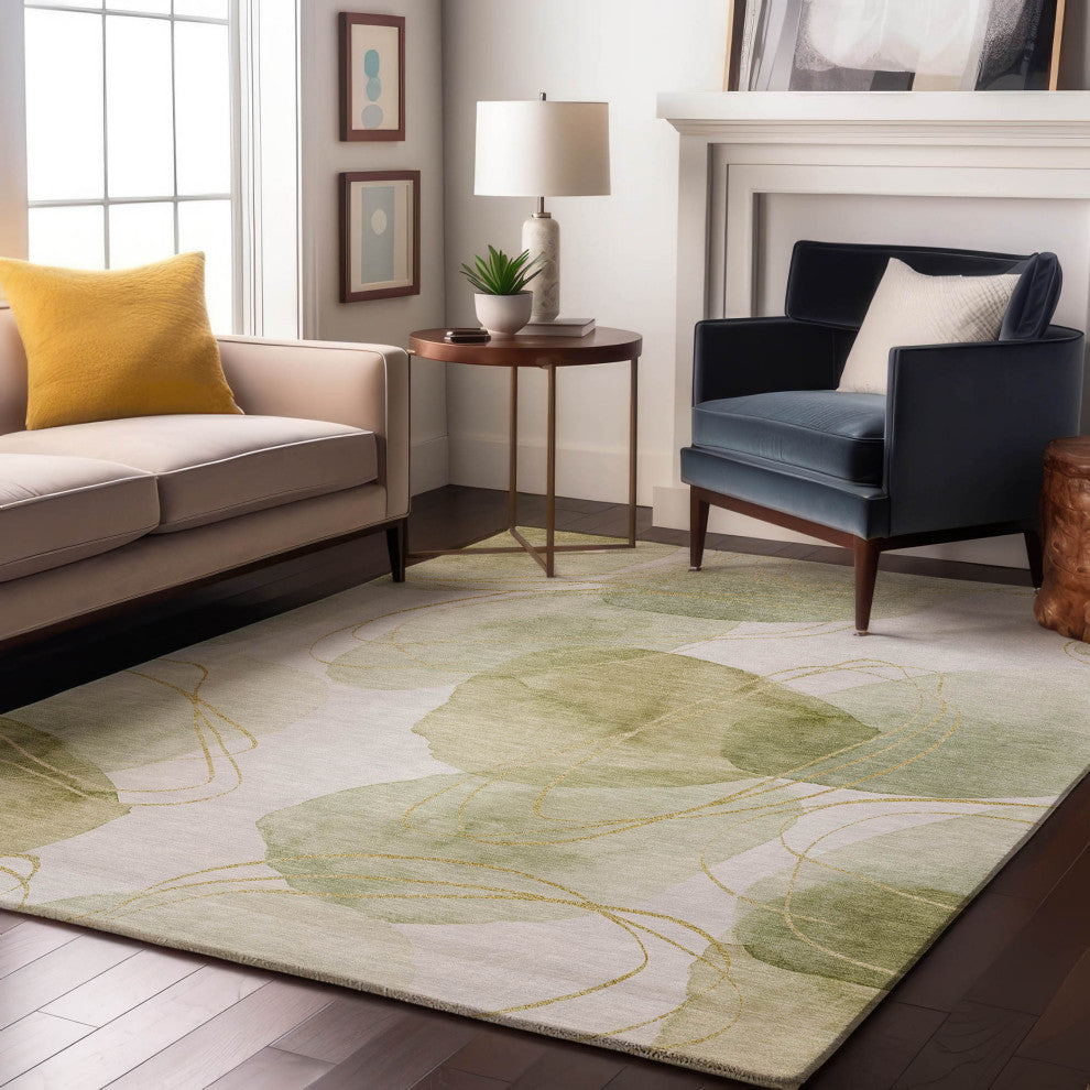 Premium Machine Washable Mayfield AMF544 Green 5' x 7'6" Rug